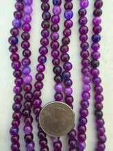 color enhanced quartz: grape purple blue, 6mm round, 15" strand,   SOLD PER STRAND