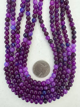 color enhanced quartz: grape purple blue, 6mm round, 15" strand,   SOLD PER STRAND