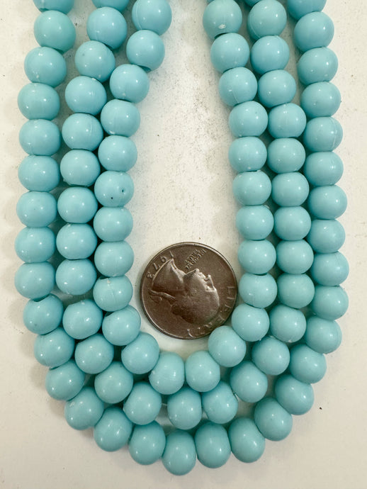 sky blue, single color, vintage look acrylic, 9mm round, large hole, 15