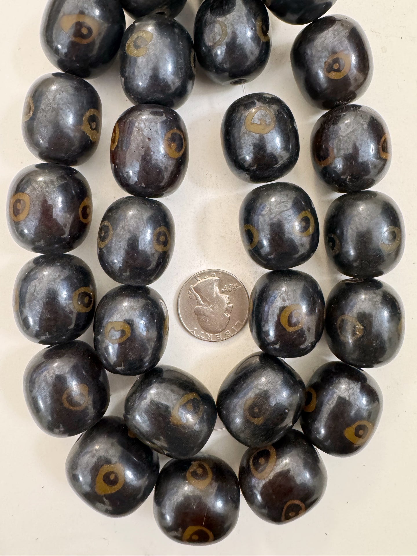 brown golden evil eye motif, faux bone, vintage look resin, 26x23mm barrel, 15