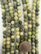 fall multi tone bc jade, 8mm irregular round, 15" strand,  SOLD PER STRAND