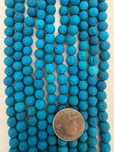 color enhanced lava rock: dark electric blue, 8mm round SOLD PER STRAND
