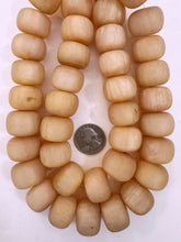 matte pale pearly peach, vintage look resin, 22x17mm rondelle, 15" strand, sold per strand
