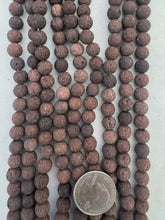 color enhanced lava rock: brown, 8mm round, 15" strand,  SOLD PER STRAND