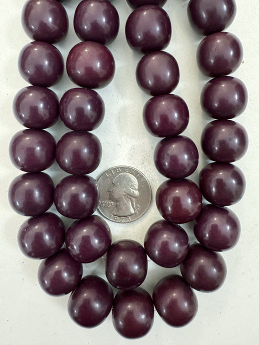 dark royal purple, single color, vintage look resin, 17mm nugget round, 15