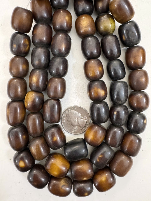 brown off white, faux bone, vintage look resin, 17x15mm barrel, 15