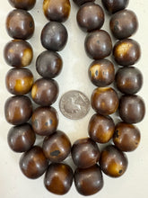 brown off white, faux bone, vintage look resin, 21mm nugget round, 15" strand, sold per strand