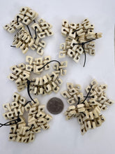 off white, carved mandala or celtic cross motif, vintage stock bone, 34x24x4mm pendant, 60 PIECE DISCOUNT LOT