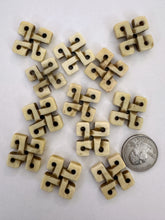 off white, carved mandala or celtic cross motif, vintage stock bone, 30x30x5mm pendant,  60 PIECE DISCOUNT LOT