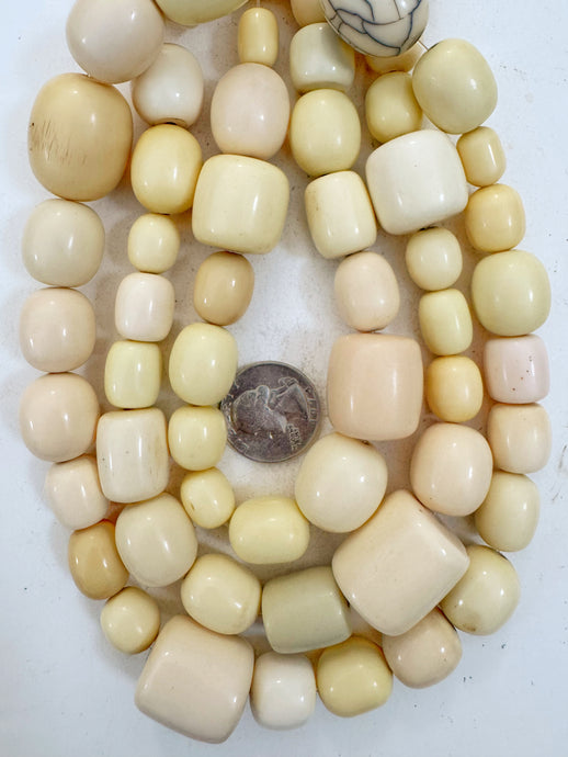 off white barrel mix, faux bone, vintage look resin, 15