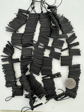 black, vintage stock bone, 27x27x4mm 3 hole spacer bar, 7.5" strand, SOLD PER STRAND