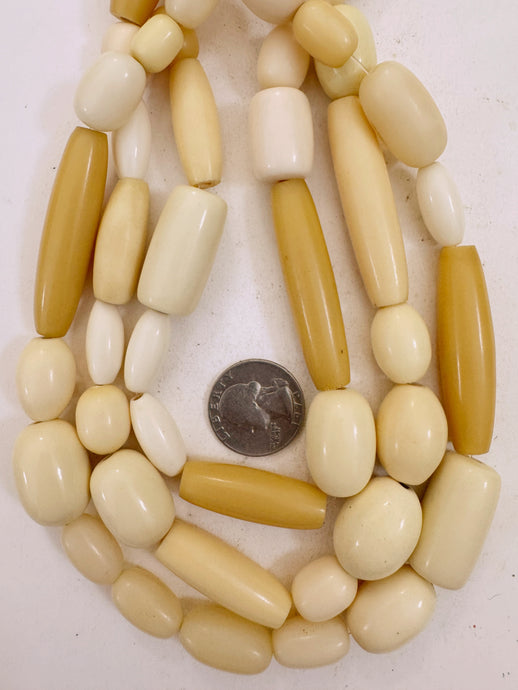 off white tube mix, faux bone, vintage look resin, 15