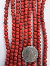 color enhanced magnesite: dark red, 6mm round, 15" strand, SOLD PER STRAND
