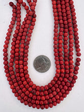 color enhanced magnesite: dark red, 6mm round, 15" strand, SOLD PER STRAND