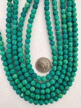 color enhanced magnesite: darker and lighter turquoise green blue, 8mm round, 15" strand,  SOLD PER STRAND (lighter batch)
