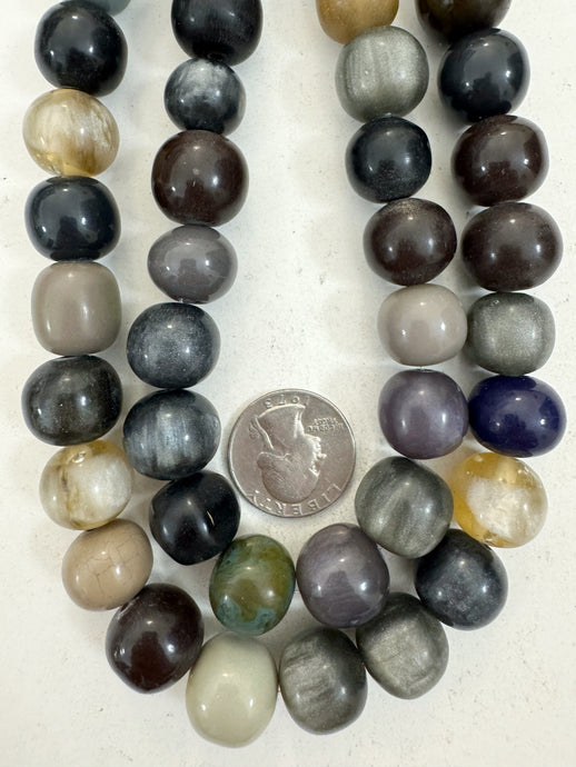 pale purple mint black gray mix, vintage look resin, 14-16mm size mix round, 15