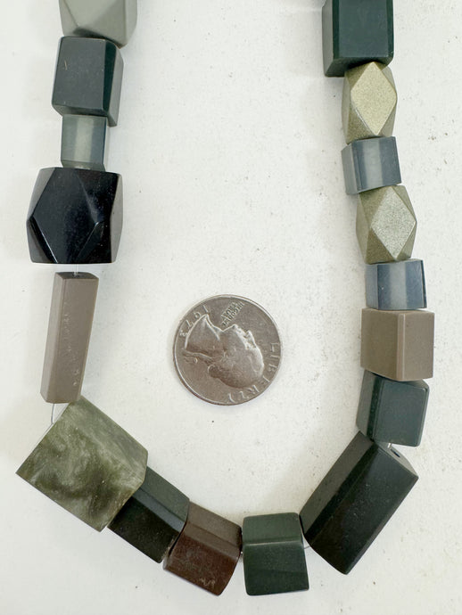pale purple mint black gray 4 sided mix, vintage look resin, 15