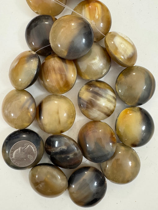 black golden off white swirl, 40x40x21mm coin, vintage look resin, 15