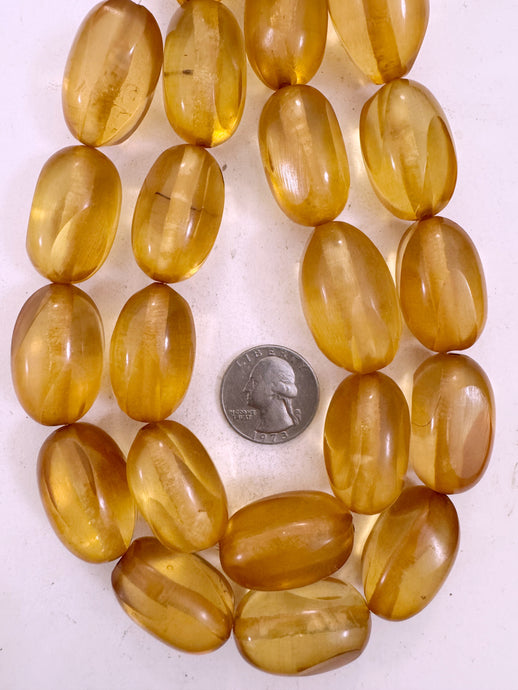 dark red yellow orange amber, faux amber, 32x19mm window cut tube nugget, vintage look resin, 15