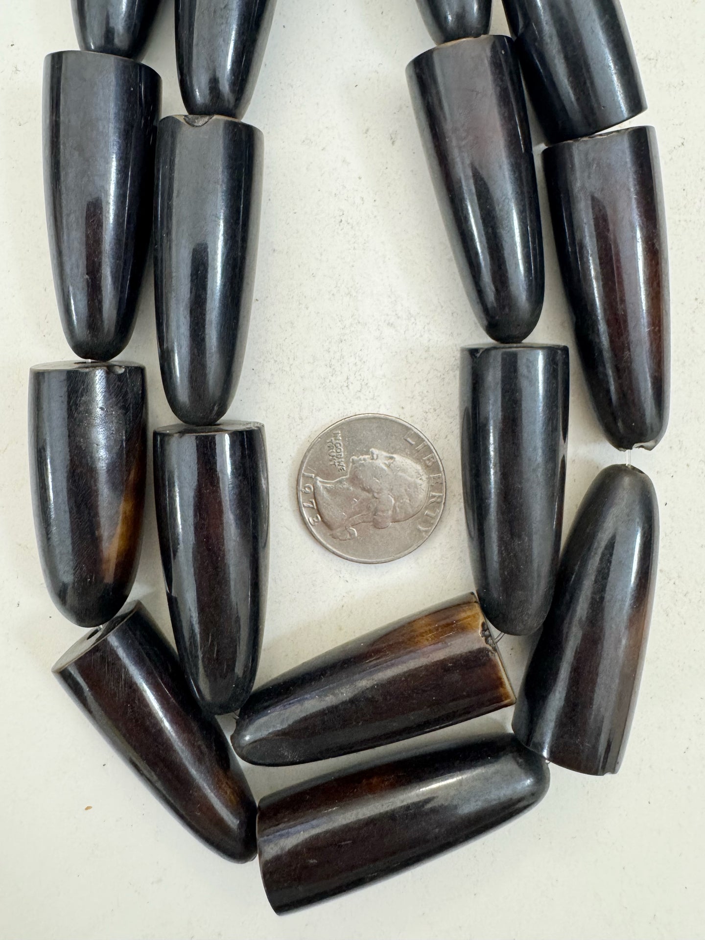dark chocolate brown, faux bone, vintage look resin, 38x16mm teardrop pear, 15