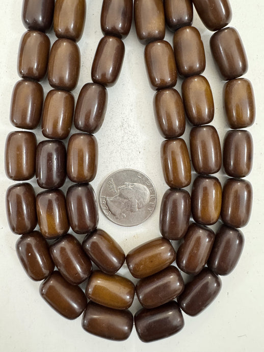 dark golden brown, faux bone, vintage look resin, 20x12mm tube, 15