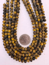 tiger eye, matte finish, 6mm round, 15" strand,   SOLD PER STRAND