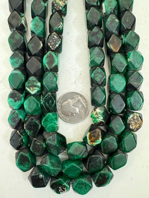 black green white swirl, vintage look resin, 14x11mm corner cut 4 sided tube, 15