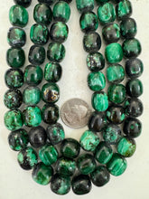 black green white swirl, vintage look resin, 14x13mm barrel, 15" strand, sold per strand