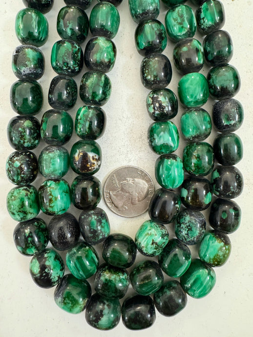 black green white swirl, vintage look resin, 14x13mm barrel, 15