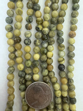 dull finish yellow turquoise, 6mm round, 15" strand, SOLD PER STRAND