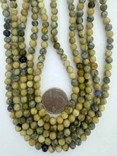 dull finish yellow turquoise, 6mm round, 15" strand, SOLD PER STRAND