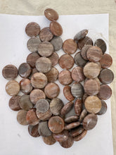 brown banded agate, 30x30x7mm coin, 15" strand, SOLD PER STRAND