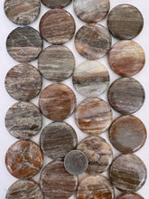 brown banded agate, 40x40x8mm coin, 15" strand, SOLD PER STRAND
