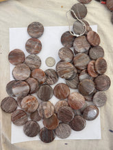 brown banded agate, 40x40x8mm coin, 15" strand, SOLD PER STRAND