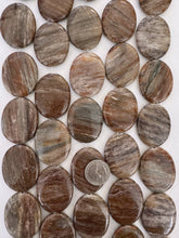 brown banded agate, 45x35x8mm oval, 15" strand, SOLD PER STRAND