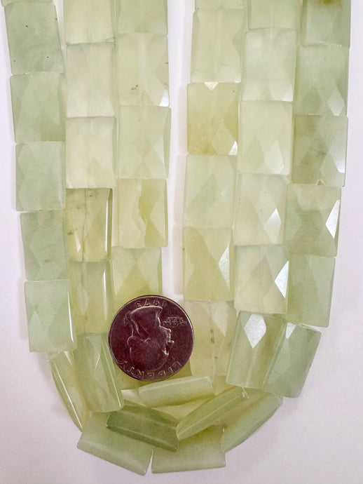 New Jade, 19x15x5mm faceted rectangle, 15