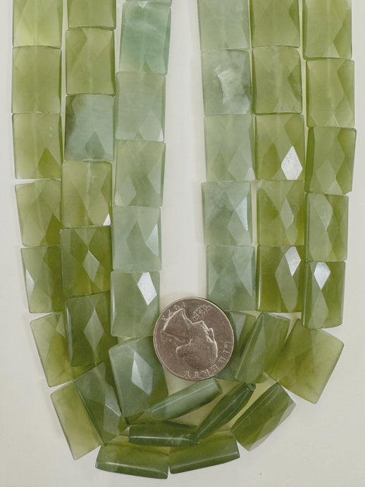 New Jade, 19x15x5mm faceted rectangle, 15