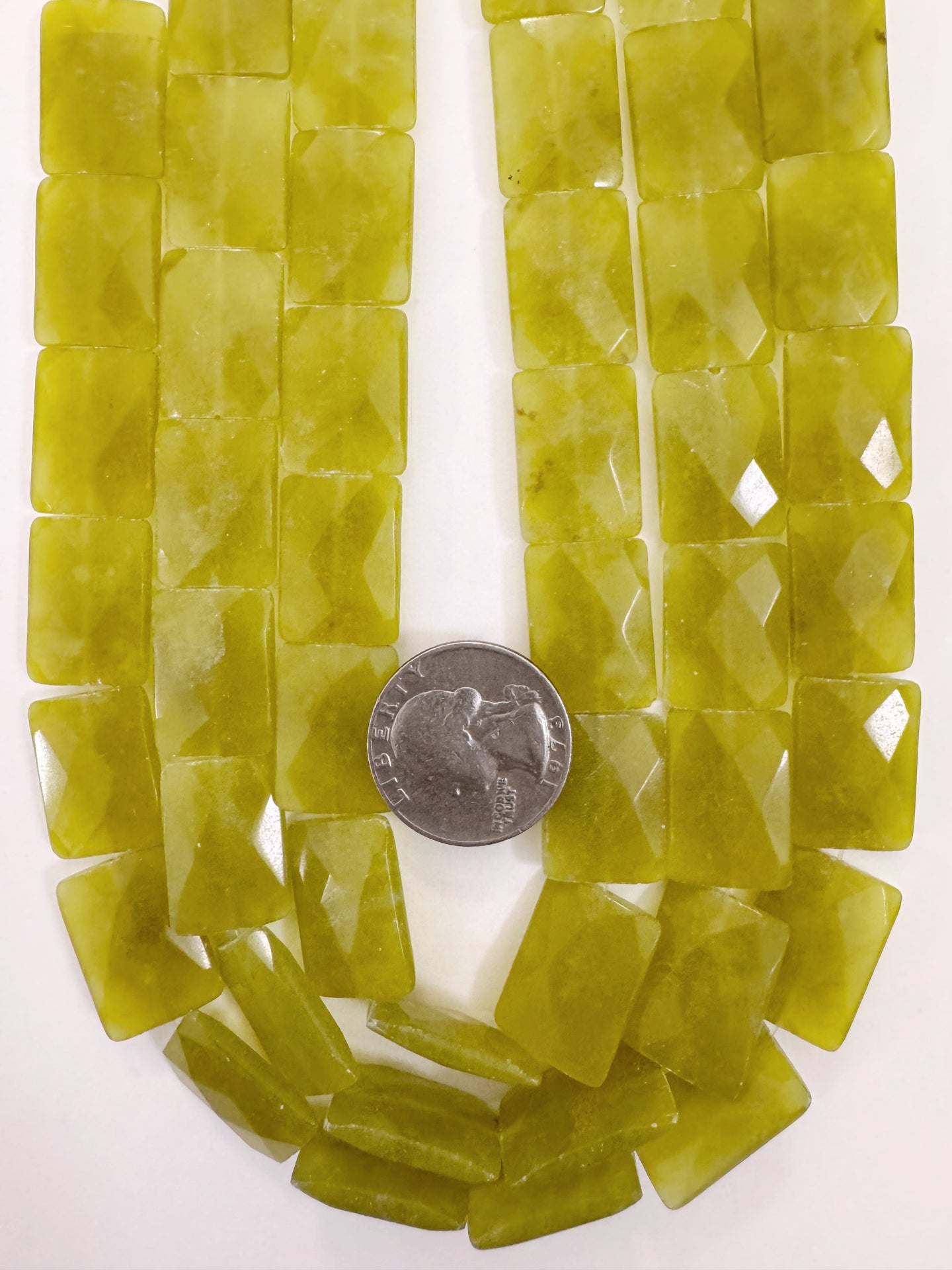 olive jade, 19x15x5mm faceted rectangle, 15