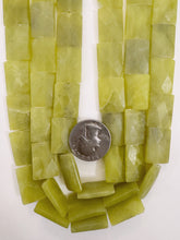 olive jade, 19x15x5mm faceted rectangle, 15" strand, sold per strand (batch 4)