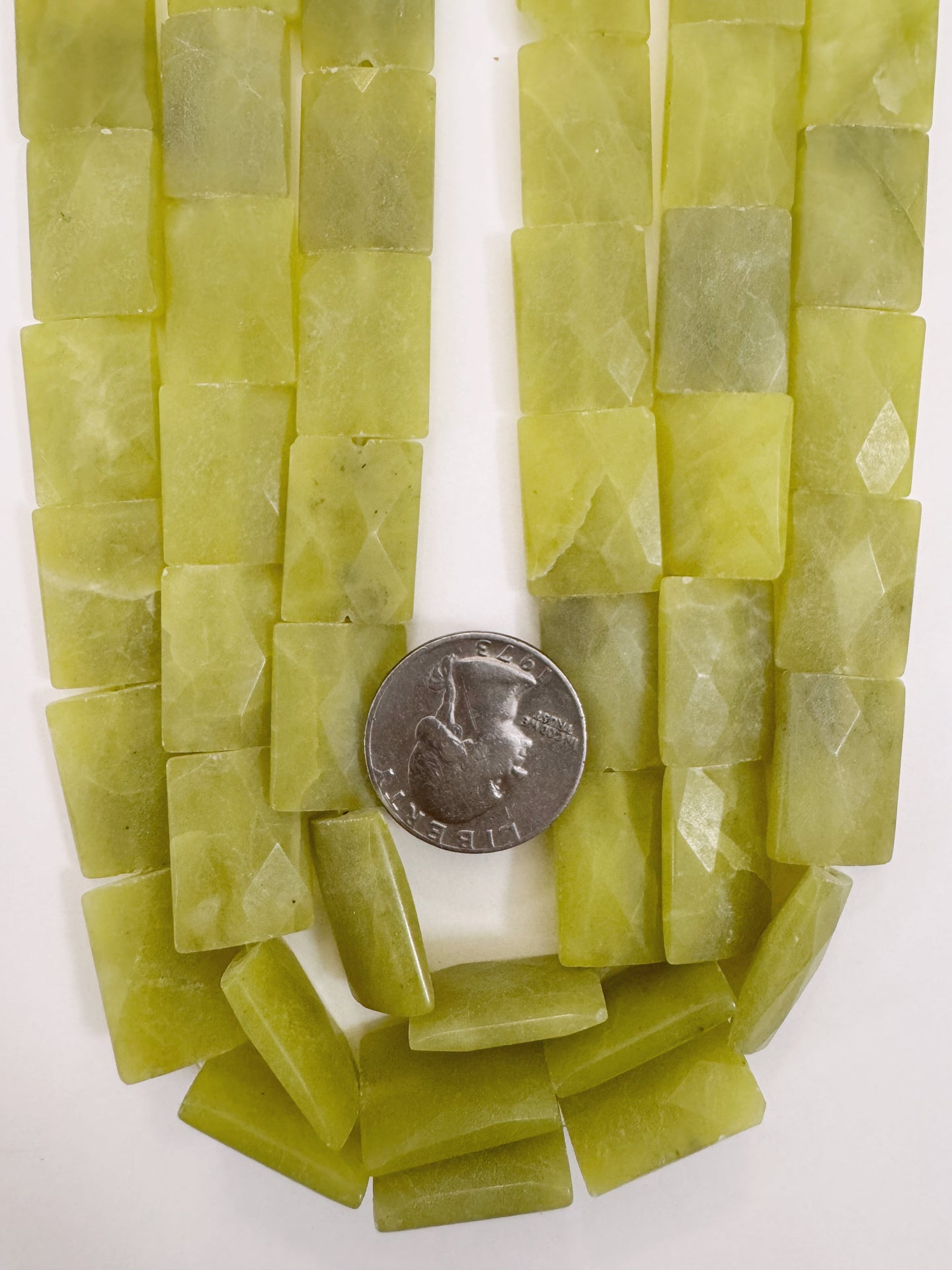 olive jade, 19x15x5mm faceted rectangle, 15