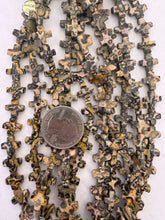leopard skin jasper, 10x10x3mm cross, 15" strand, SOLD PER STRAND (batch 3)
