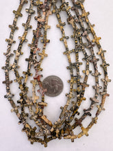 leopard skin jasper, 15x10x3mm cross, 15" strand, SOLD PER STRAND
