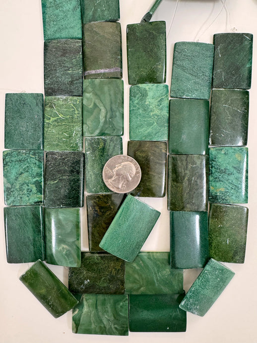 african green jade, 36x24x5mm rectangle, 15