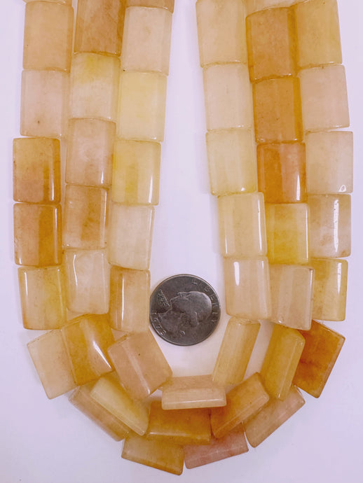 yellow jade, 22x15x6mm rectangle, 15