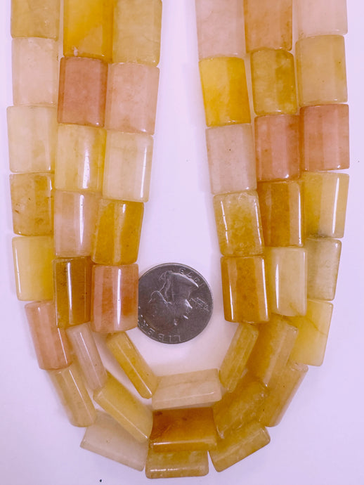 yellow jade, 18x13x6mm rectangle, 15