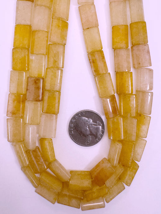 yellow jade, 14x10x4mm rectangle, 15