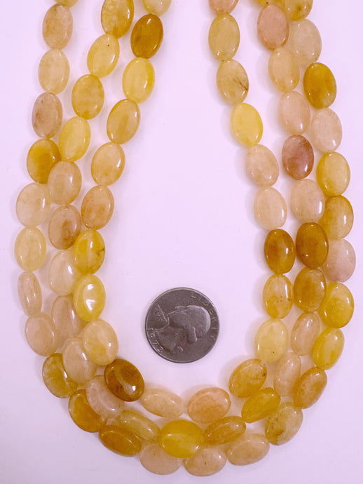 yellow jade, 14x9x5mm oval, 15
