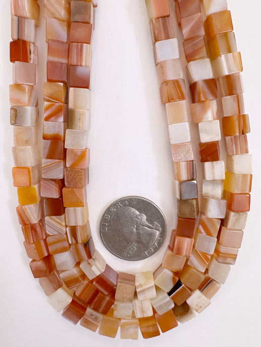 red sardonyx, 6mm cube, 15