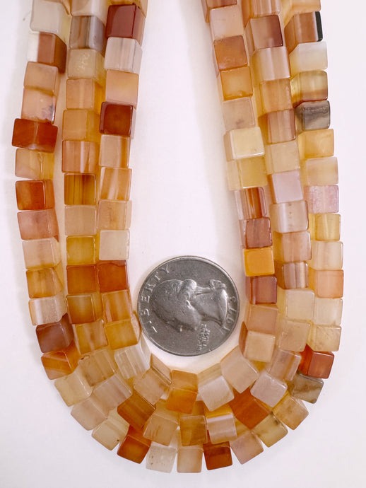 red sardonyx, 6mm cube, 15
