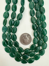 indian green aventurine, 15x10x5mm oval, 15" strand, sold per strand